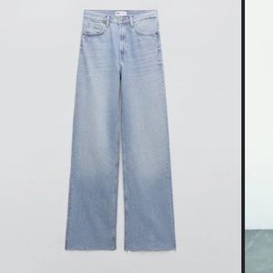 High rise wide leg full length Zara jeans - light blue